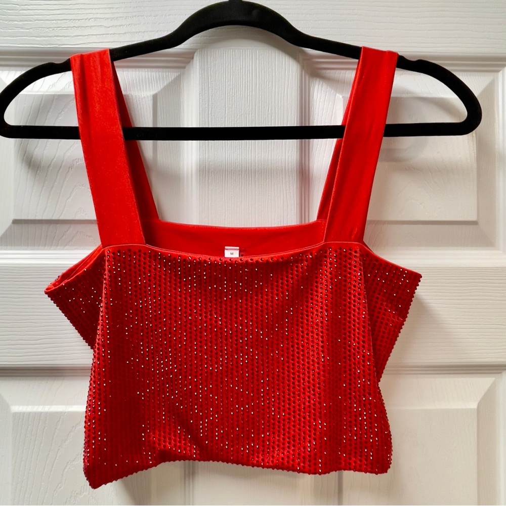 Crop rhinestone embellished stretchy sparkly sexy holiday party bralette tank